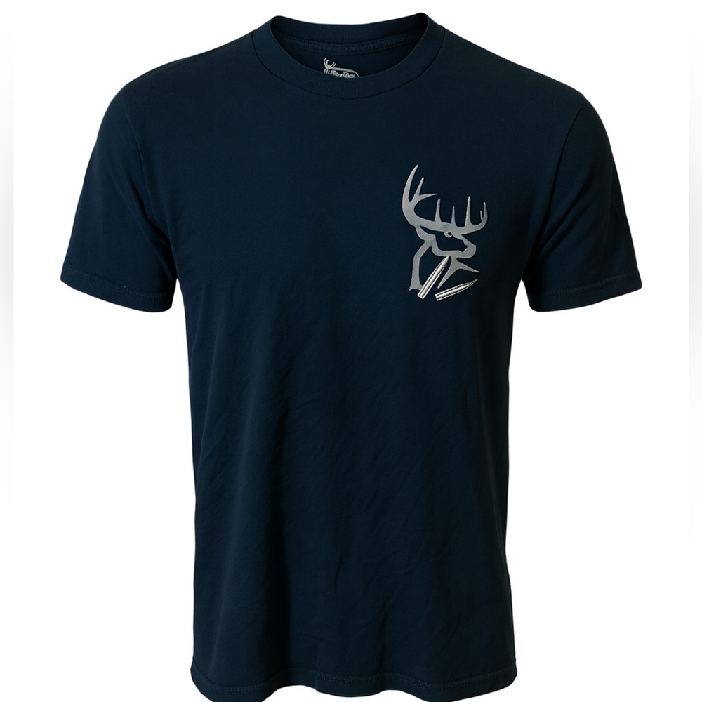COMMANDER Deer Graphic T-Shirt - Size Large - Navy Blue - Hunting Season Ready